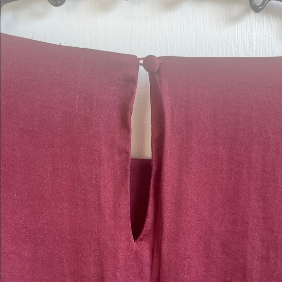 Elegant Burgundy Naked Zebra Ruffle Sleeve Dress Size Large - Picture 4 of 7